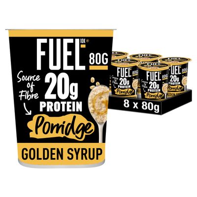 FUEL10K High Protein Golden Syrup Porridge Pots, 80g (8-Pack)