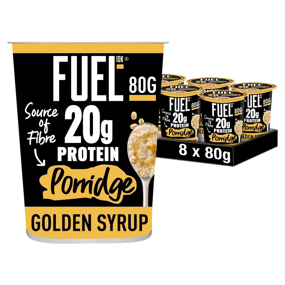 FUEL10K High Protein Golden Syrup Porridge Pots, 80g (8-Pack)