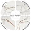 ALKAHE Large Reading Glasses for Women Men Oversized Cat Eye Thin Frame Blue Light Blocking Computer Readers Eyeglasses Clear Frame Gold Arm Glasses 1.0 view 4
