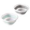 2 x Foldable Wash Bowl, Foldable Sink, Massage Foot Bath Bucket, for Camping, Laundry, Vegetable Washing, Compact and Durable Bathroom Kitchen Organiser (Blue + Grey) view 1