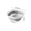 2 x Foldable Wash Bowl, Foldable Sink, Massage Foot Bath Bucket, for Camping, Laundry, Vegetable Washing, Compact and Durable Bathroom Kitchen Organiser (Blue + Grey) view 3