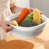 2 x Foldable Wash Bowl, Foldable Sink, Massage Foot Bath Bucket, for Camping, Laundry, Vegetable Washing, Compact and Durable Bathroom Kitchen Organiser (Blue + Grey) view 4