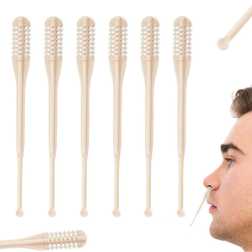 2-in-1 Nasal Hair Cutter, 2025 Upgrade Double Sided Nose Hair Knife 360 Rotating Manual Nose Hair Trimmer with Ear Picker, Nostril Hair Remover Tool Soft Cleaning Brush for Men & Women (6)