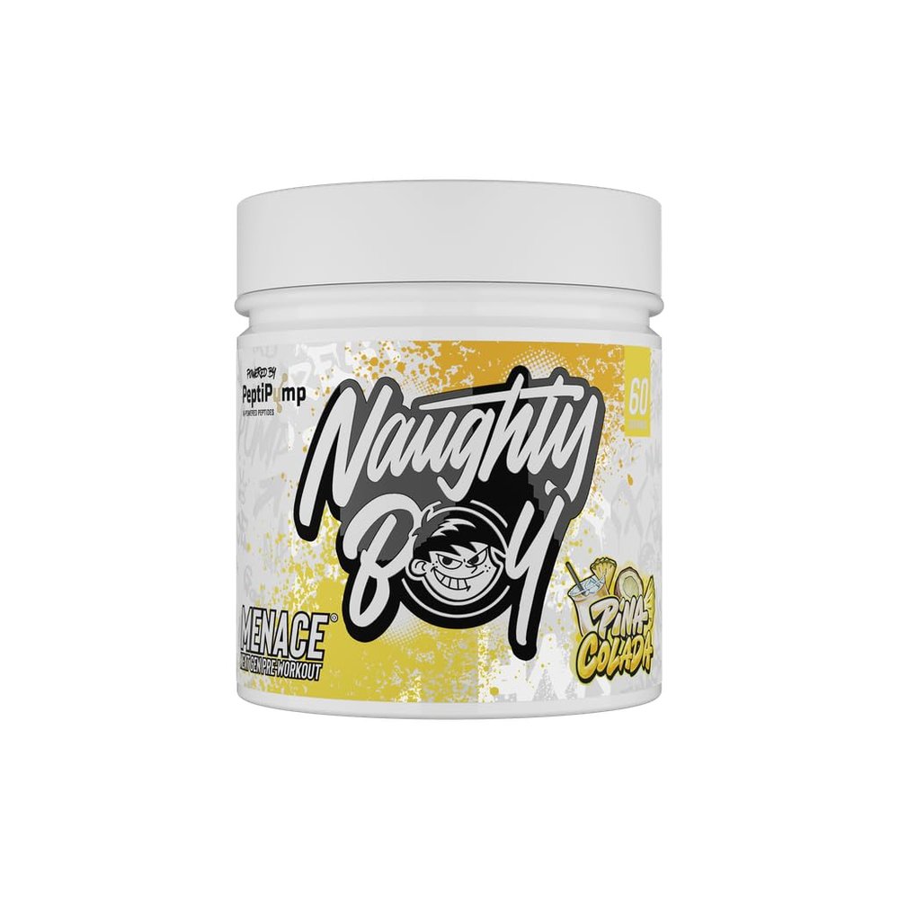 Naughty Boy Menace V2 Pre Workout Powder, High Stim Energy, Pump & Focus Formula with PeptiPump, Citrulline & Beta Alanine, 60 Servings, Pina Colada