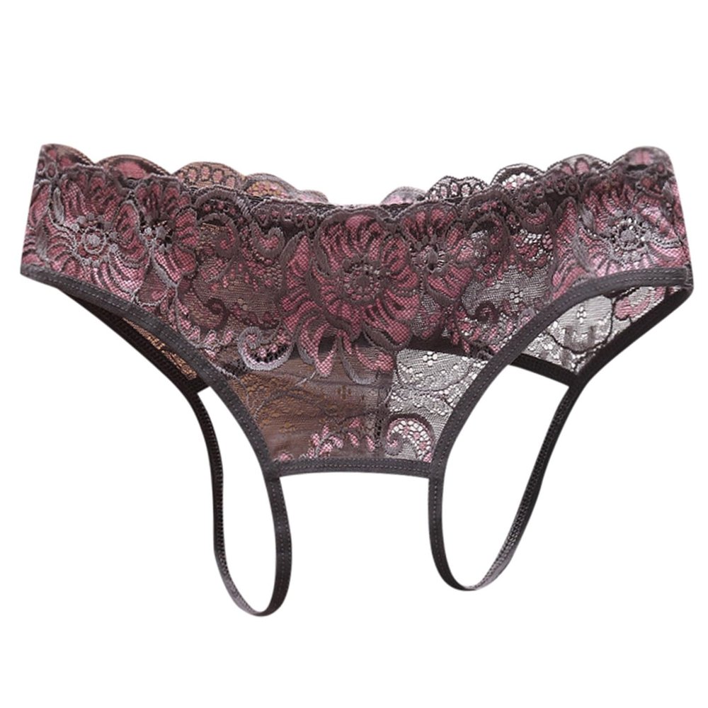 Women Underwear Sexy Set 75A Japanese Style Low Waist Open Top Temptation Hollow Out PP Lace Thong Men Shorts Underwear Stretch, gray, One Size