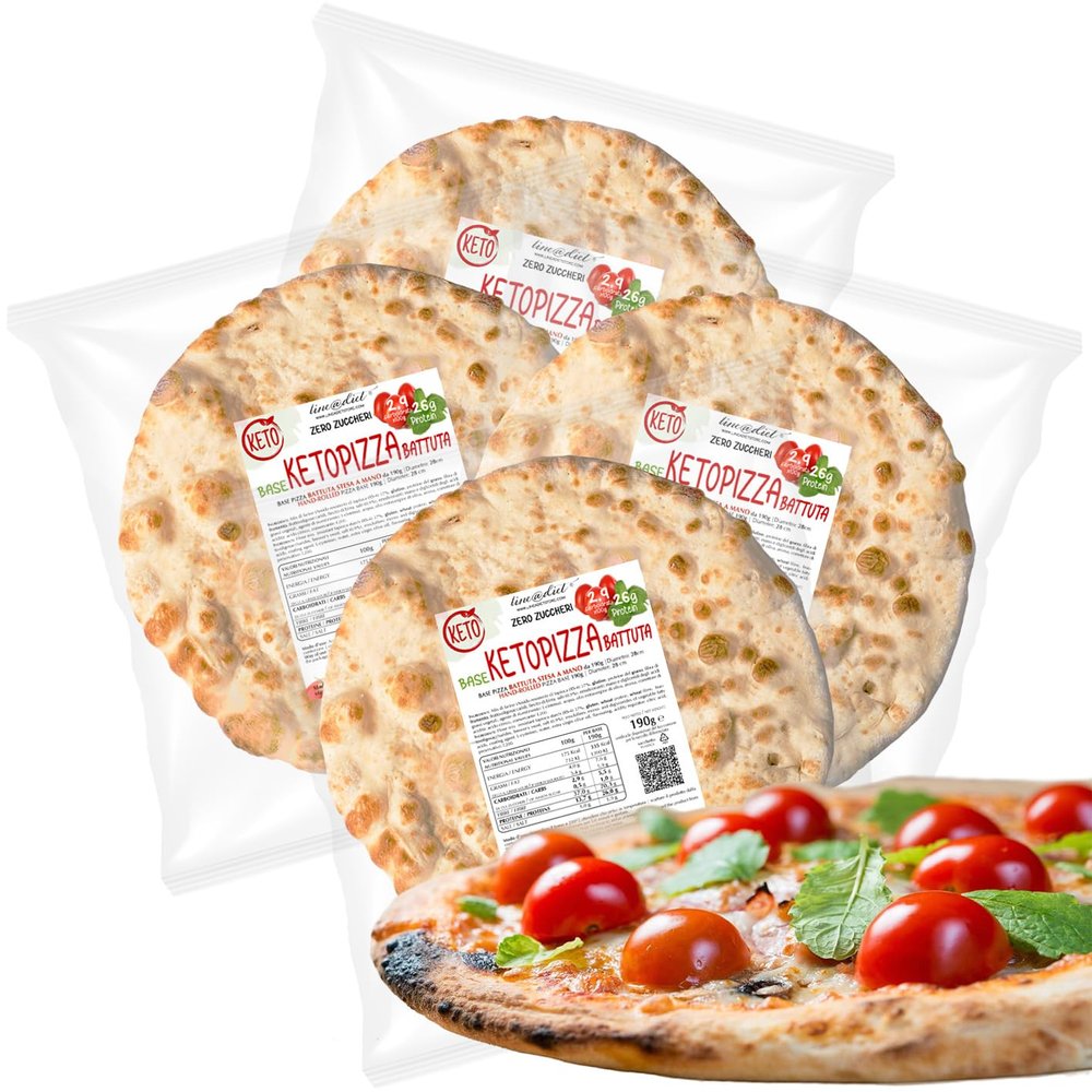 NEW KETO Pizza Bases 4 x 190g | High Protein, Zero Sugar | Hand-Stretched in Italy | Ready to Top & Create Your Own Pizza