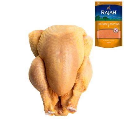 Chicken Corn Fed 1kg with Rajah Chicken Seasoning 100g Halal Premium Corn Fed Pack