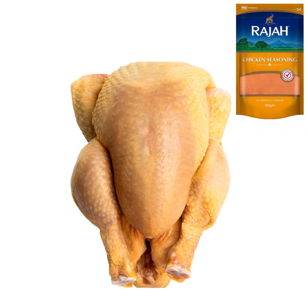 Chicken Corn Fed 1kg with Rajah Chicken Seasoning 100g Halal Premium Corn Fed Pack