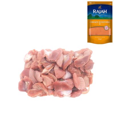 Chicken Gizzards 1kg with Rajah Chicken Seasoning 100g Halal Gizzards Pack