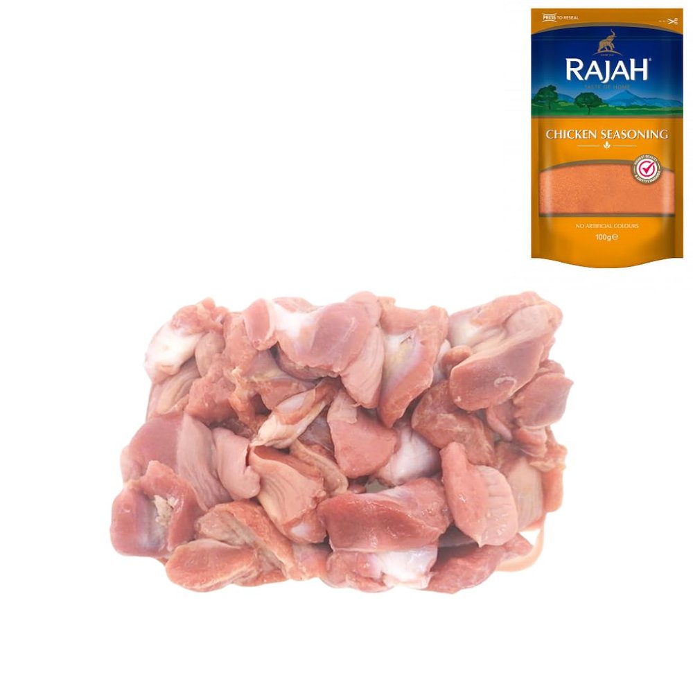 Chicken Gizzards 1kg with Rajah Chicken Seasoning 100g Halal Gizzards Pack