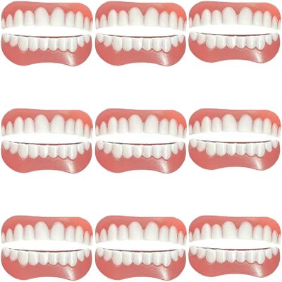 False teeth set,False Teeth Veneers Top and Bottom Veneers Teeth Nature Veneers Teeth Whitening Teeth with for Men Women,A,9PCS