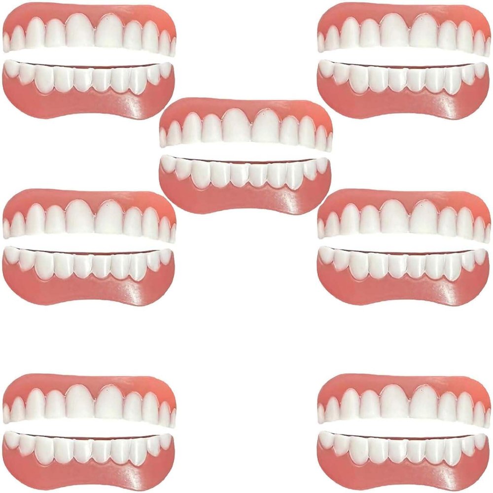 False teeth set,False Teeth Veneers Reusable Dentures for Upper and Lower Jaw Women Tooth Tooth Repair for Men Teeth,A,7PCS