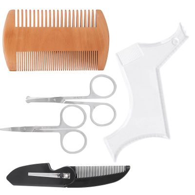 BRRNOO Precise and Sturdy Beard Shaping Scissors, Transparent Beard Shaping Template Comb, for Any Type of Beard, Doublesided Combs with Fine and Thick Teeth, ABS Material, Great for