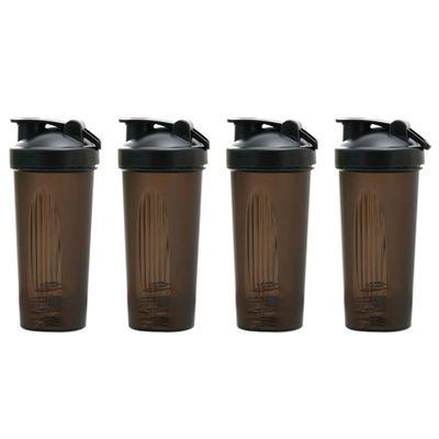 Jooehyer 4X Shaker Cup Sports Portable Convenient Stirring Cup 600Ml Plastic Shakers Bottle Adults Black