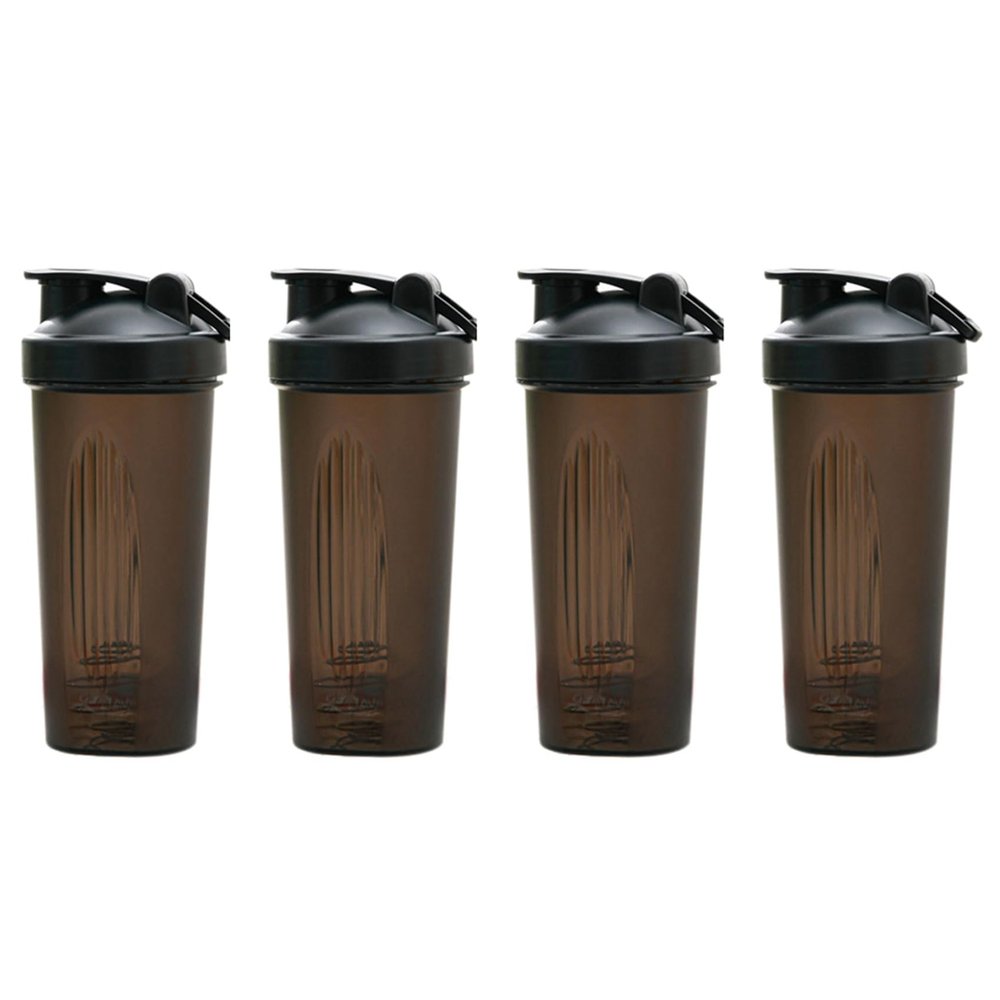 Jooehyer 4X Shaker Cup Sports Portable Convenient Stirring Cup 600Ml Plastic Shakers Bottle Adults Black