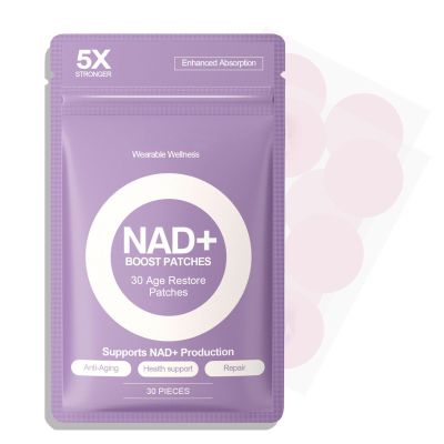 NAD+ Boost Patches - Natural Energy & Focus Support - Slow-Release Vitamin B3 Transdermal Patches - Promote Cellular Renewal, Anti-Ageing & Recovery - Botanical Plant-Based Formula - 30-Day Supply