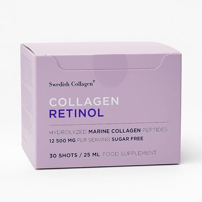Collagen Swedish Retinol Shots, Premium Shots, 12,500mg per Serving, 30 x 25ml Shots, Hydrolized Marine Collagen Peptides, Sugar-Free