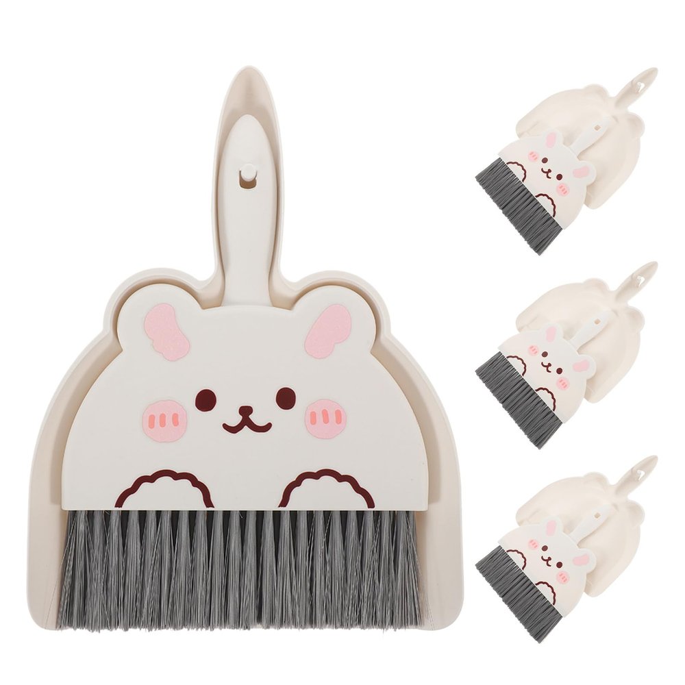 IMIKEYA 4 Sets Mini Broom and Dustpan Plastic Cleaning for Desktop Tabletop Use Small Broom and Dustpan Kit for Kitchen Boys and Girls Mini Hand