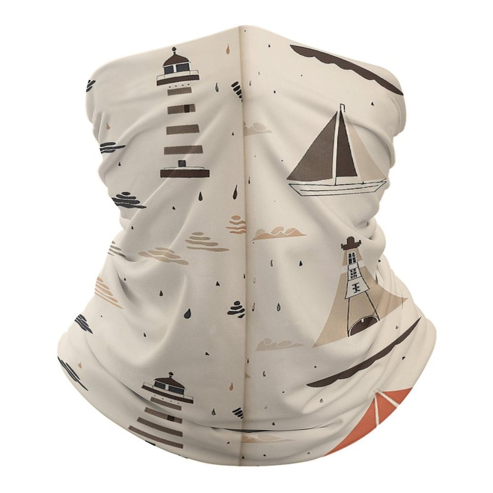 Novelty Face Cover, Facial Covering Boat And Lighthouse Comfortable Half Face Headwear for Climbing Skiing Tennis