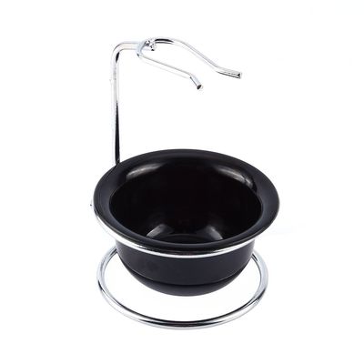 Akozon Stainless Steel Shaving Brush Stand and Barber Straight Vane/Wing Barber Straight Vane/Wing Holder with Black Shaving Bowl - Ideal for Elegant Storage and Hygiene