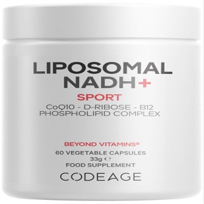 Codeage Liposomal NADH+ Sport NADH, CoQ10, D-Ribose & Vitamin B12 Vegan Supplement with Phospholipid Liposomal Matrix Gluten-Free, Non-GMO 60 Capsules 2-Month Supply