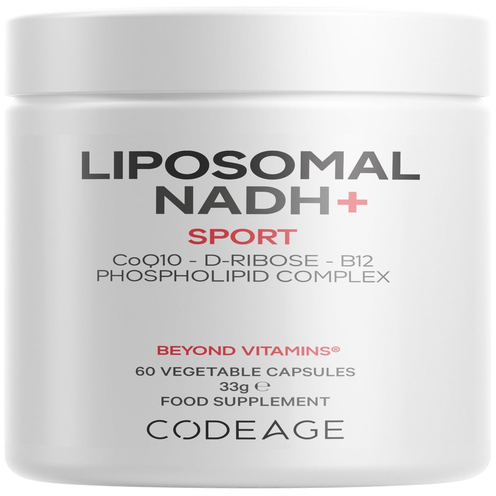 Codeage Liposomal NADH+ Sport NADH, CoQ10, D-Ribose & Vitamin B12 Vegan Supplement with Phospholipid Liposomal Matrix Gluten-Free, Non-GMO 60 Capsules 2-Month Supply