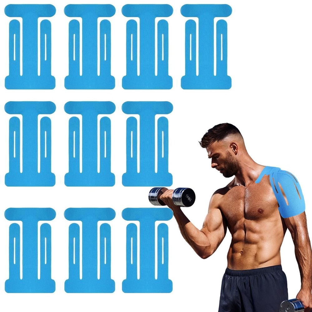 10 Pcs Kinesiology Tape Shoulder Tapes, Elastic Shoulder Support Tapes, Sports Tape Kinesiology Tape Pre Cut Provides Stability Shoulder Support for Women and Men