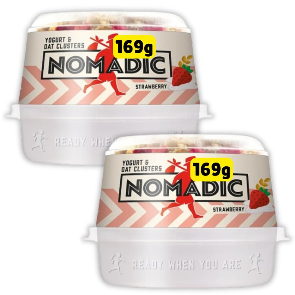 Nomadics Yoghurt & Oat Clusters Low Fat, 2 x 168g (Strawberry)