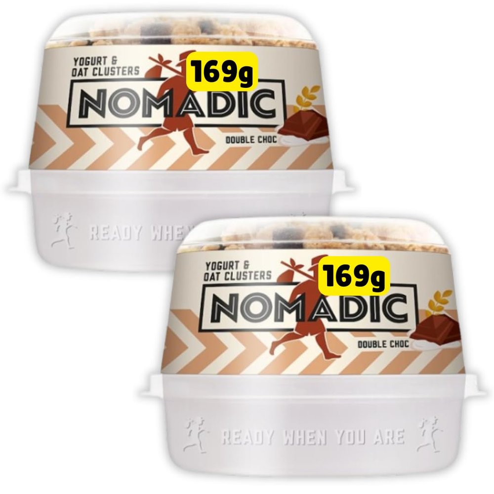 Nomadics Yoghurt & Oat Clusters Low Fat, 2 x 168g (Double Chocolate)