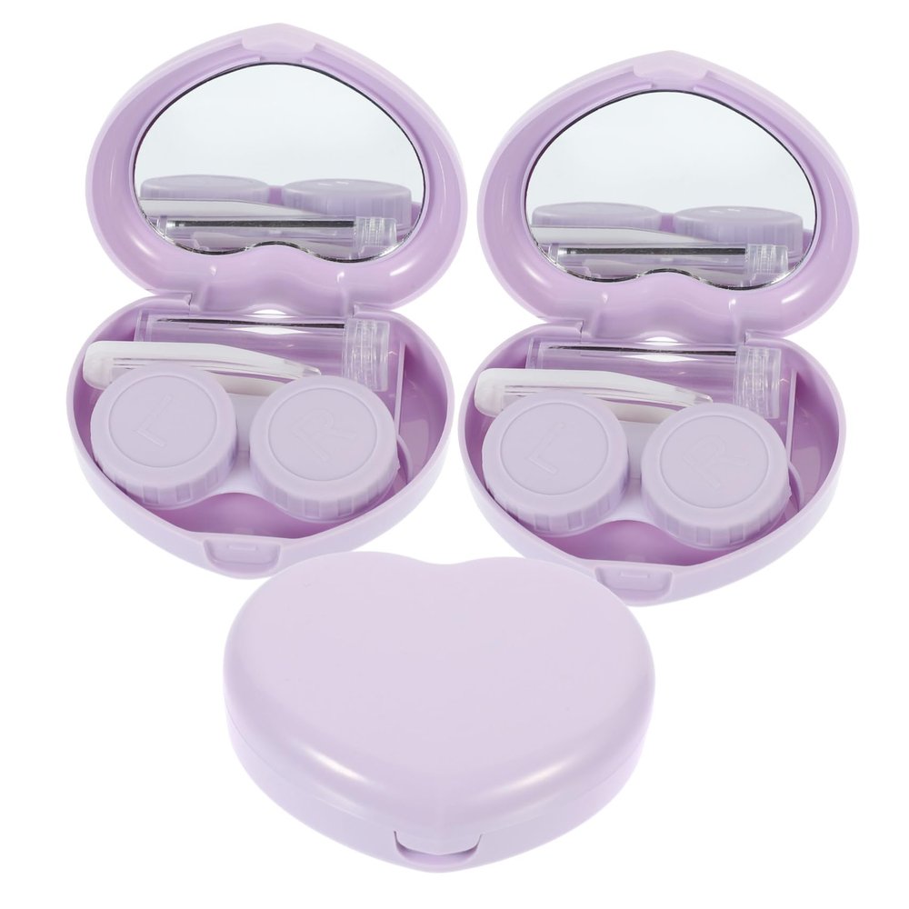 DECOMELODY 3 Sets Lens Case Travel Lens Case Pp Material Lightweight Portable with Mirror Tweezers Connecting Rod Outdoor Use Fits Backpack