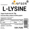 Nutrics 75g L LYSINE V Powder 100% Pure - Free from fillers Binders & Bulking Agents - Vegan Vegeatarian - L-LYSINE Supplement view 2