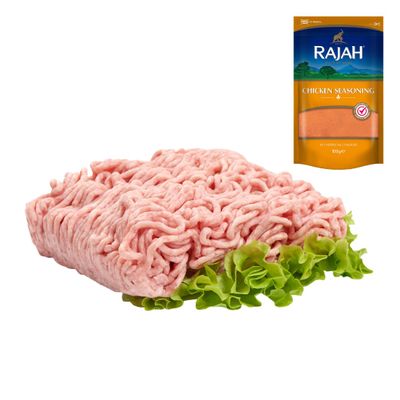 Turkey Mince 1kg with Rajah Chicken Seasoning 100g | Halal Lean Minced Turkey for Curries, Burgers & Stir-Fries | Fresh, Tender & High-Protein Meat Pack