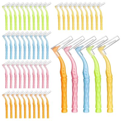 50-Piece Multi-Size Interdental Brush Set with Soft Bristles and Ergonomic Handles for Effective Teeth Gap Cleaning and Oral Hygiene Maintenance
