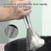 304 Stainless Steel Brushes, 2PCS Steel Wool Scrubber with Handle, Stainless Steel Scrubber for Dishes, No Need to Touch Stains, Replaces Steel Wool for Pots, Pans, Grill, Stoves view 4