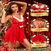 Tidouk Christmas Lingerie for Women Sexy Babydoll Santa Dress Front Closure Asymmetrical Hem Holiday Lingerie, 1-red, XL view 3