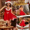 Tidouk Christmas Lingerie for Women Sexy Babydoll Santa Dress Front Closure Asymmetrical Hem Holiday Lingerie, 1-red, XL view 4