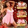 Tidouk Christmas Lingerie for Women Sexy Babydoll Santa Dress Front Closure Asymmetrical Hem Holiday Lingerie, Pink, M view 3