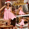 Tidouk Christmas Lingerie for Women Sexy Babydoll Santa Dress Front Closure Asymmetrical Hem Holiday Lingerie, Pink, M view 4