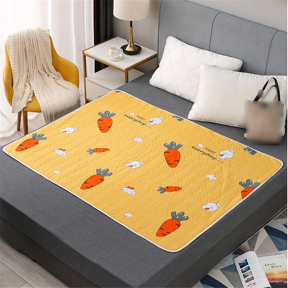 AHUAN Reusable Bed Pads Washable Waterproof for Pet Stroller, Sofa Large Size Incontinence Bed Pads 4 Seasons Pee Pads for Adults(180 * 200CM,Yellow)