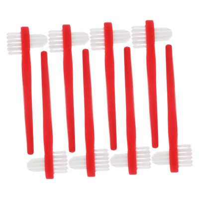 DINHEAROM Dual Headed Dental Toothbrush with Dualhead Design 8pcs Portable Size with Nylon Bristles for Effective Denture Care for Cleaning Interdental Spaces and False Teeth