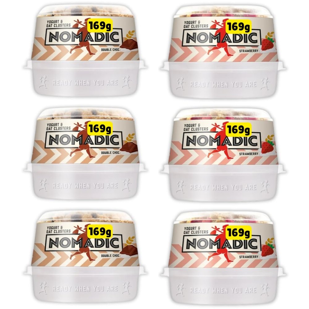 Nomadics Yogurt & Oat Clusters 6 x 168g (Strawberry & Double Chocolate Assorted)