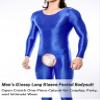 AIEOE Oil Shiny Bodysuit for Men Glossy High Stretchy Full Body Outfit Short Sleeve Open Crotch Underwear Lingerie Unitard Jumpsuit view 2