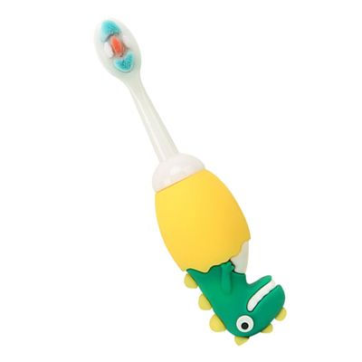 TOYZFRIENDY Children Dinosaur Toothbrush with Soft Silicone Bristles, Small Head Cartoon Kids Oral Toothbrush, Single Pack Individually Wrapped for Boys and Girls Ages 2-6 Random Color