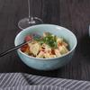 Cereal 17Ounce Salad Chinese Celadon 6 inches Rice Embossed with Peony Porcelain(1, Sky Blue01) view 2
