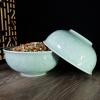 Cereal 17Ounce Salad Chinese Celadon 6 inches Rice Embossed with Peony Porcelain(1, Sky Blue01) view 3