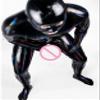 Black,M,Men's Sexy Patent Leather Full Cover Catsuit Casual Zipper Slim Fit Jumpsuit DS Nightclub Stage Costume Black view 2