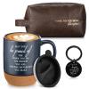 Dandat 3 Pcs Thank You Gift for Men Coworker Appreciation Gift Leather Toiletry Bag May You Be Proud 15oz Coffee Cup with Keychain for Boss Manager Male Teacher Nurse Employee Thanksgiving (Dark Blue) view 1