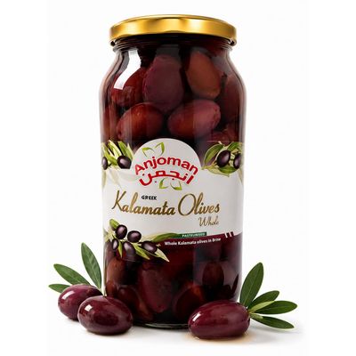 Anjoman Kalamata Whole Olives 1L Extra Jumbo Premium Greek Olives Authentic Large Purple-Black Olives in Traditional Brine Ideal for Salads, Charcuterie Boards & Mezze Platters 1 Litre Jar