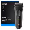 Braun Series 3+ Electric Shaver, 3 Flexible Blades, Powerful MicroComb, Dry Razor for Men, Made in Germany, 3000S, Grey