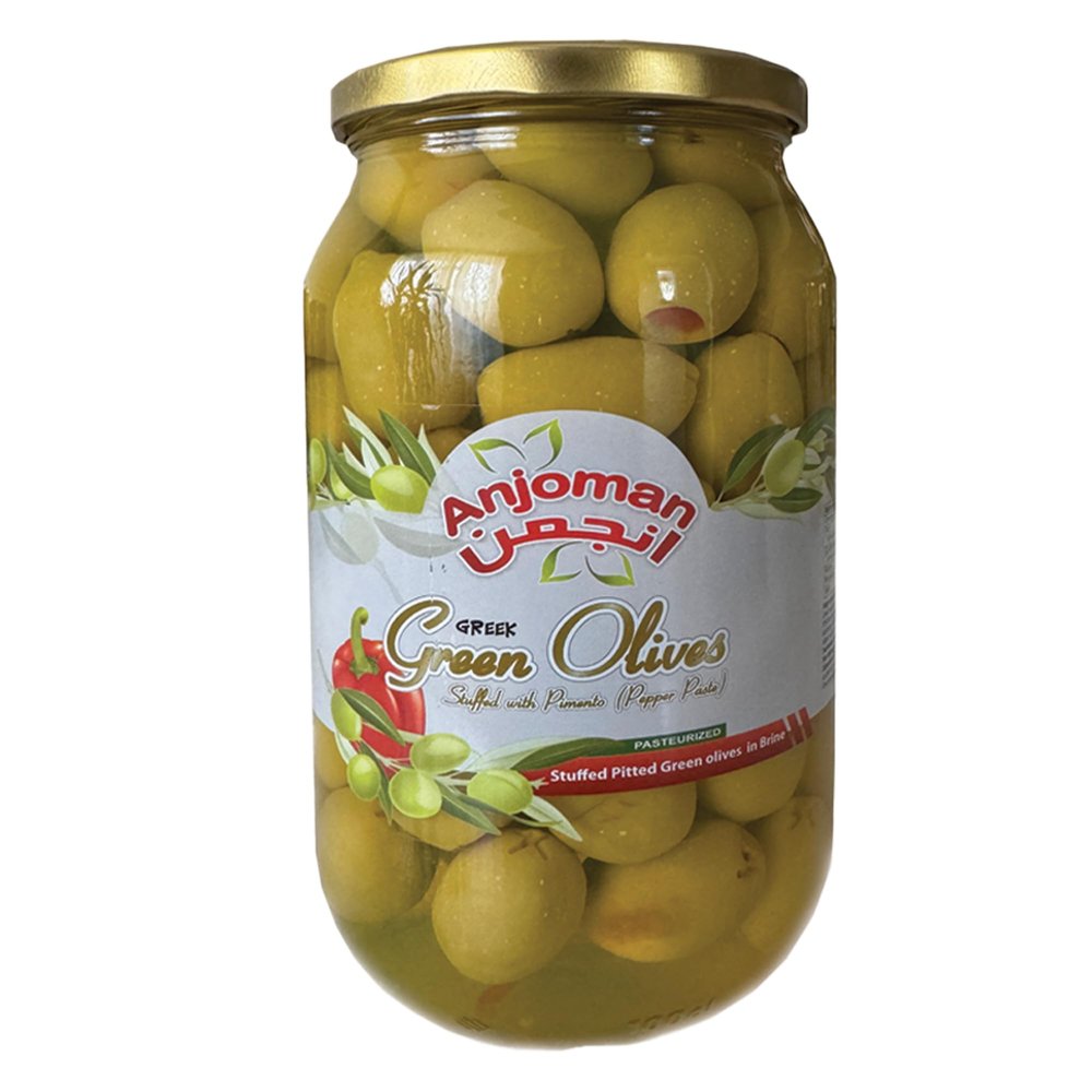 Anjoman Green Olives Stuffed with Pimiento Mammoth Size 1L | Savoury & Sweet